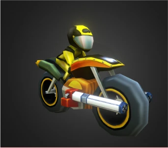 3D art design of a bike rider in Scrap'em games