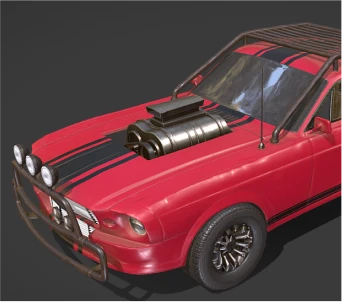 3D art design of a car in Razer edge game