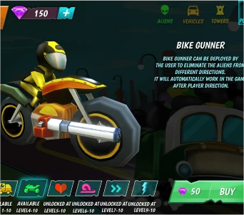 SCRAPEM bike gunner alien eliminator game UI portfolio