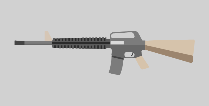 2D design of a gun to be transformed into a 3D design