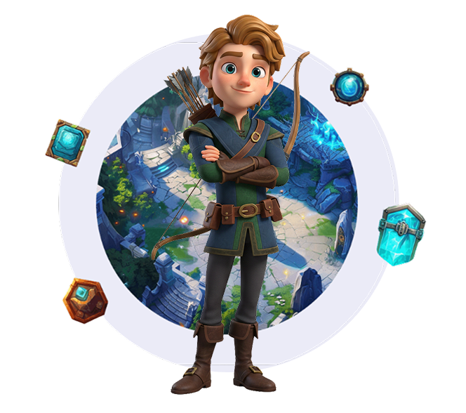 An archer in green suit with bow and arrows Posing for How Logic Simplified Builds PC Games