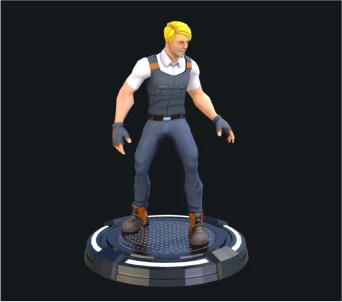 3D model of a male character in jeans and vest