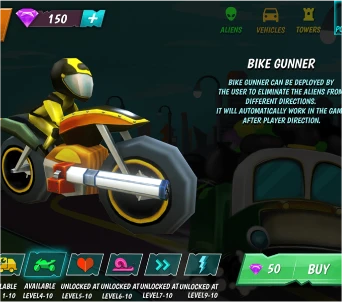 Futuristic motorbike with advanced weaponry for alien elimination