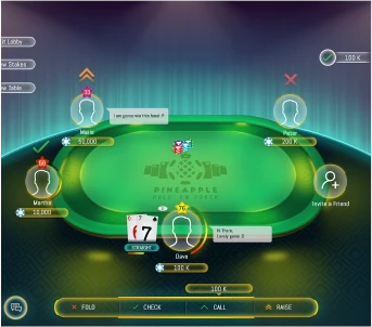 A game interface of a poker game