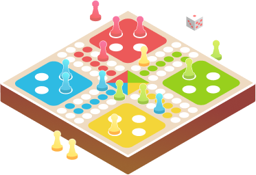 3D representation of a ludo board game