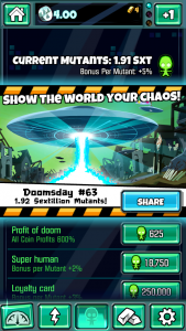 Players on Doomsday Clicker sharing in-game progress with friends and inviting to compete and socialize