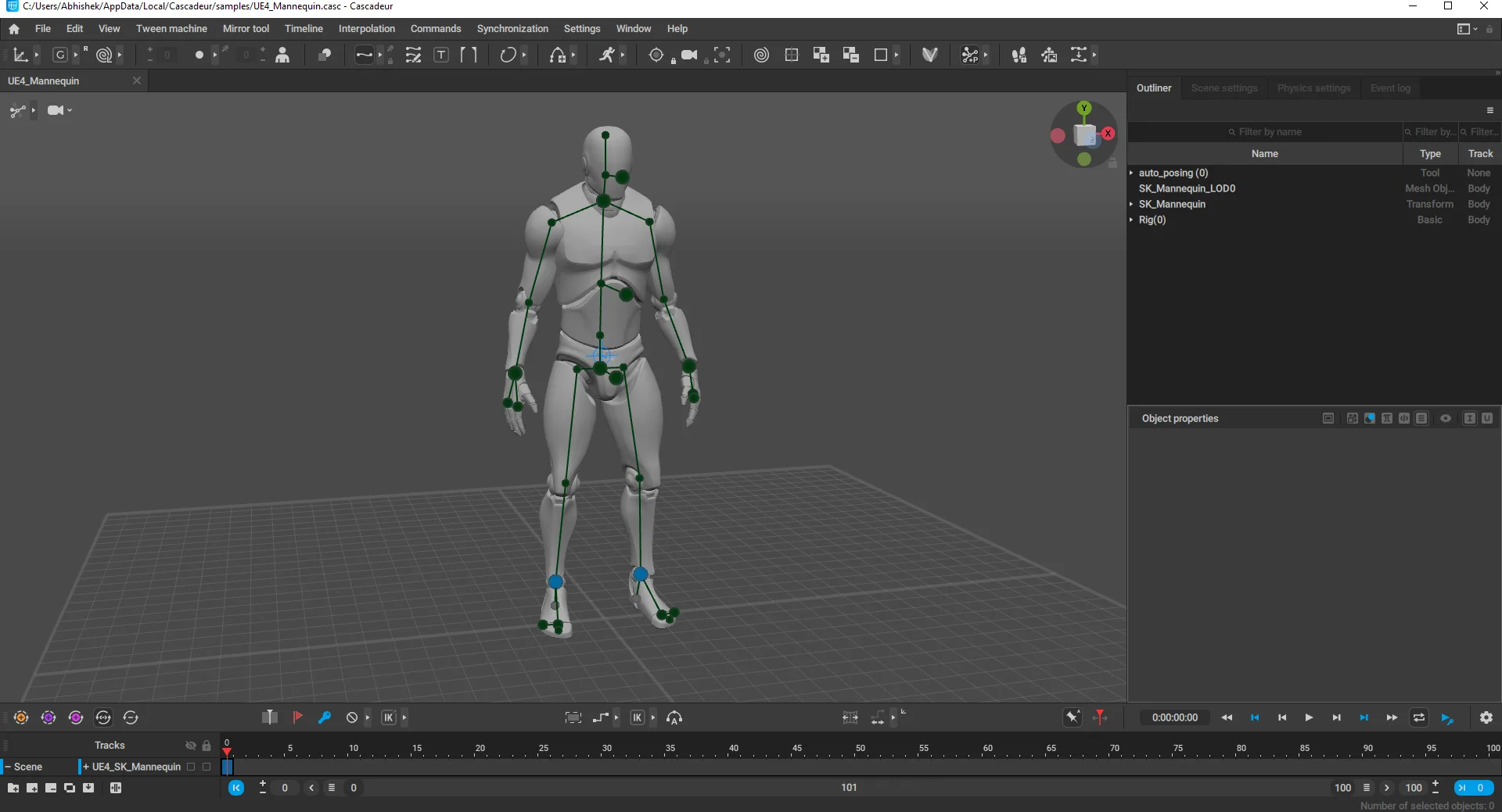 Animation rigging with Cascadeur_Standing Straight