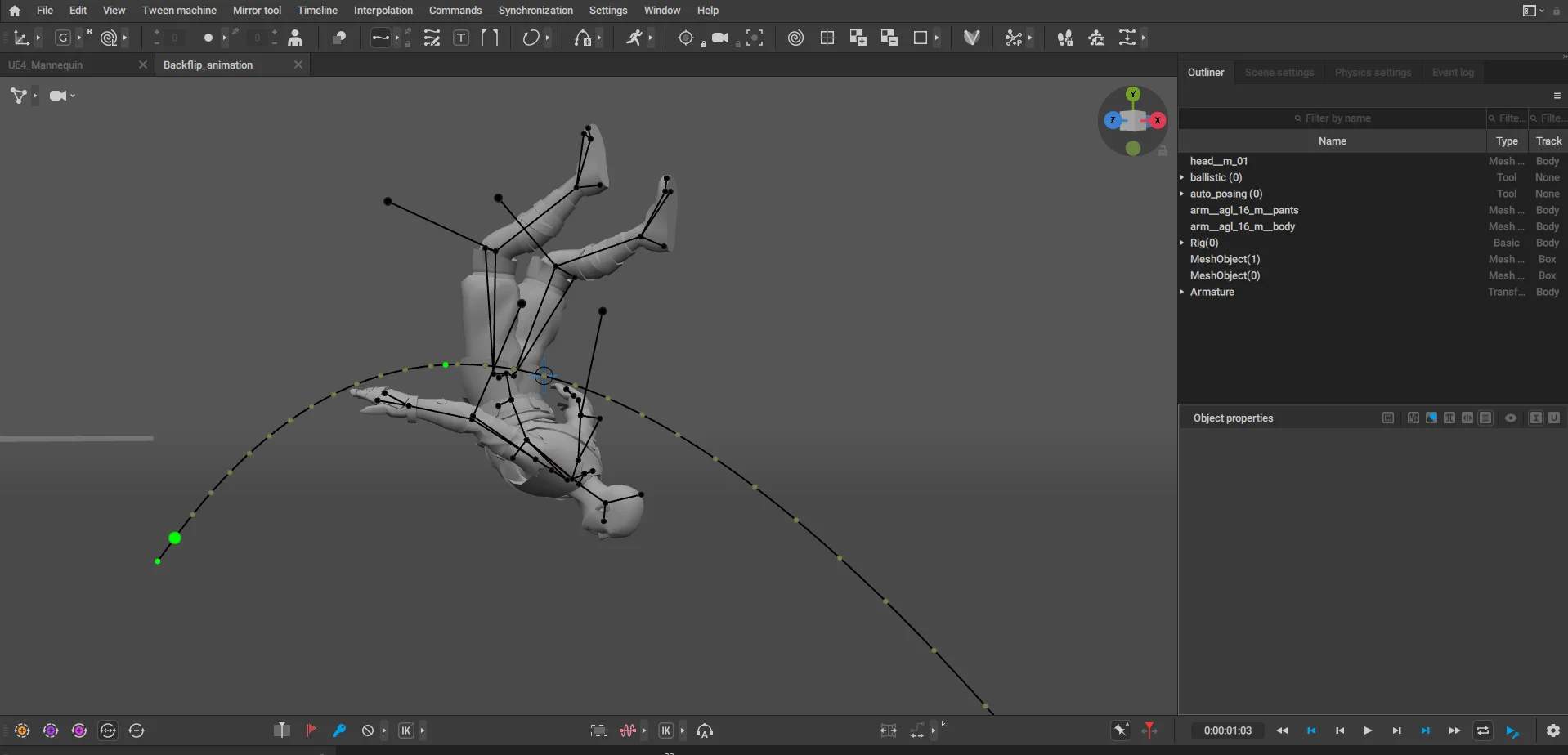 Animation rigging with Cascadeur_Rigged