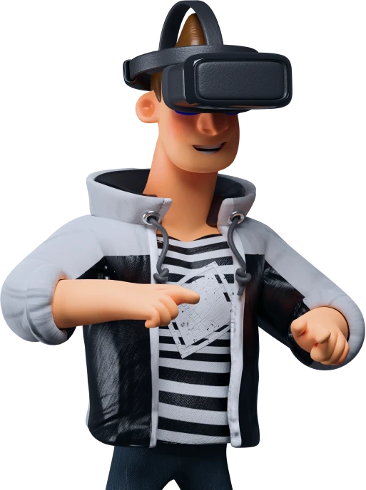 Immersive XR Game: Man Enjoying Gameplay with XR Headset